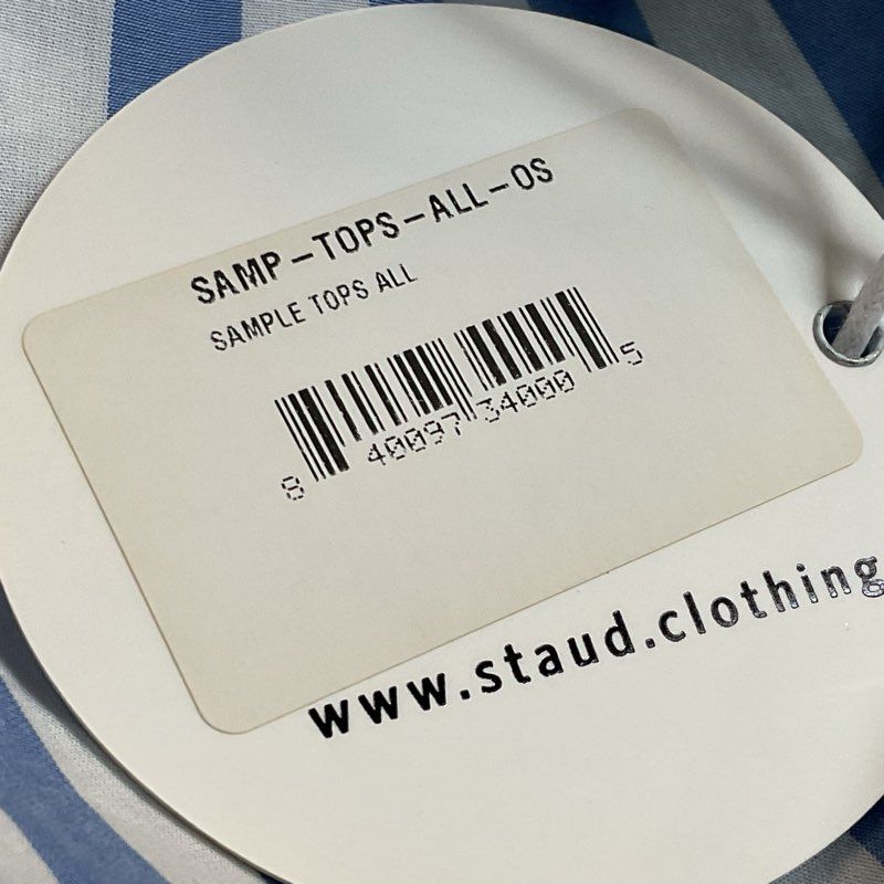 NWT STAUD Sample Women's Blue/White Strip Wrap Sleeveless Blouse- SZ 4