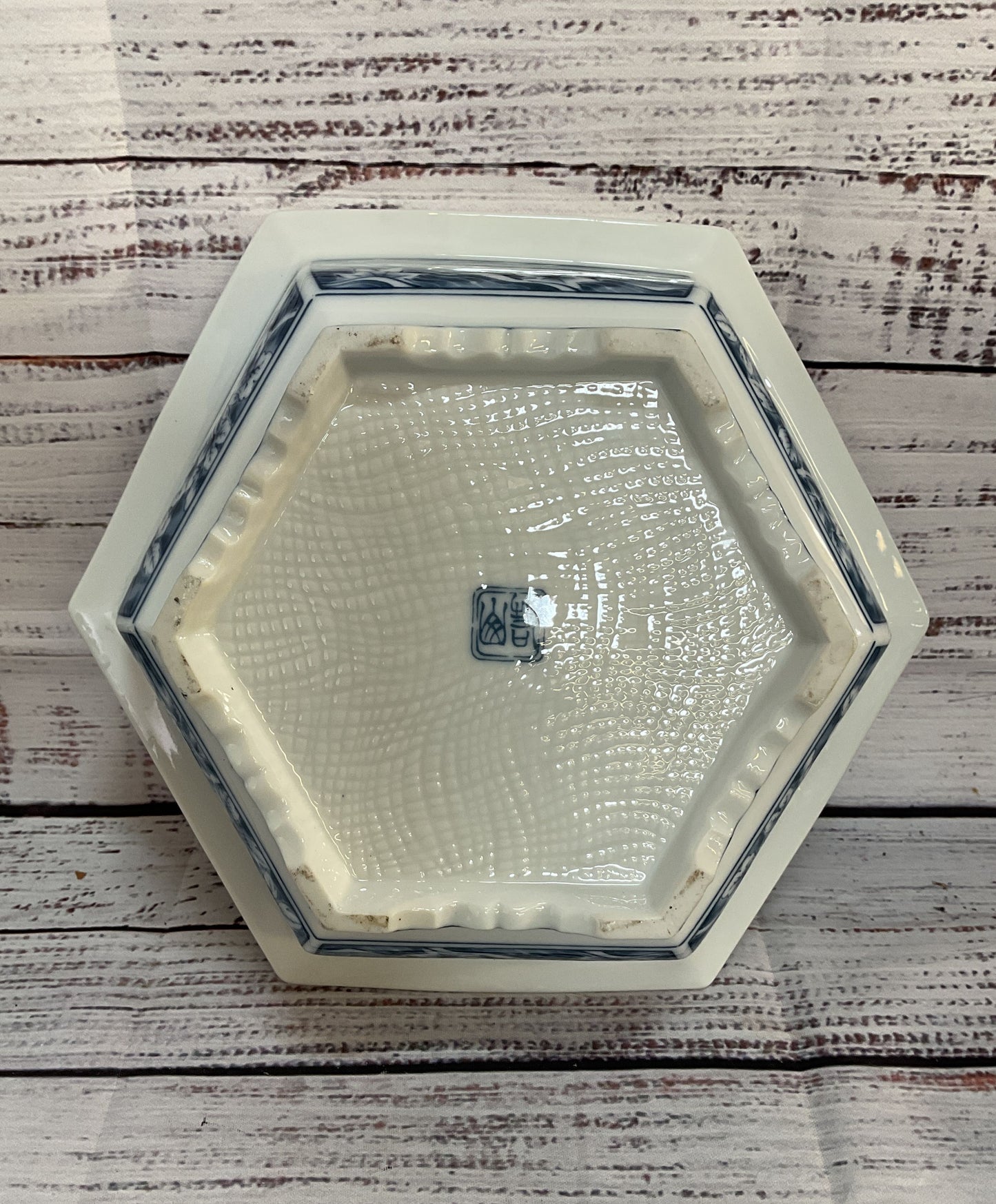 Fukagawa Japanese Chinoiserie Porcelain Macha Tea Ceremonial Bowl Blue White