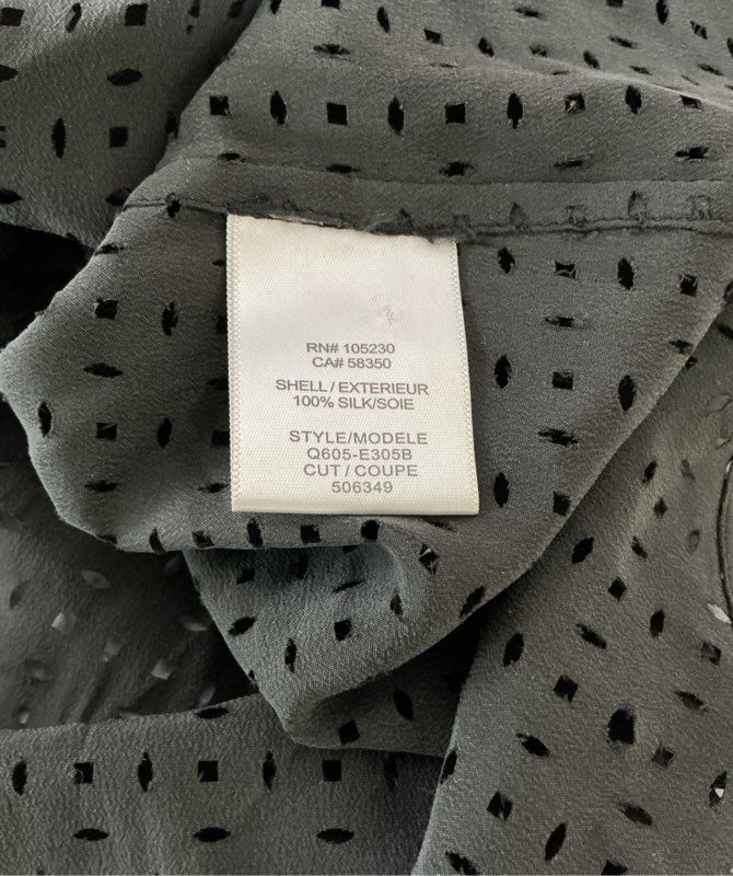 Women's Equipment Femme Black Perforated Designed Silk Top Size M
