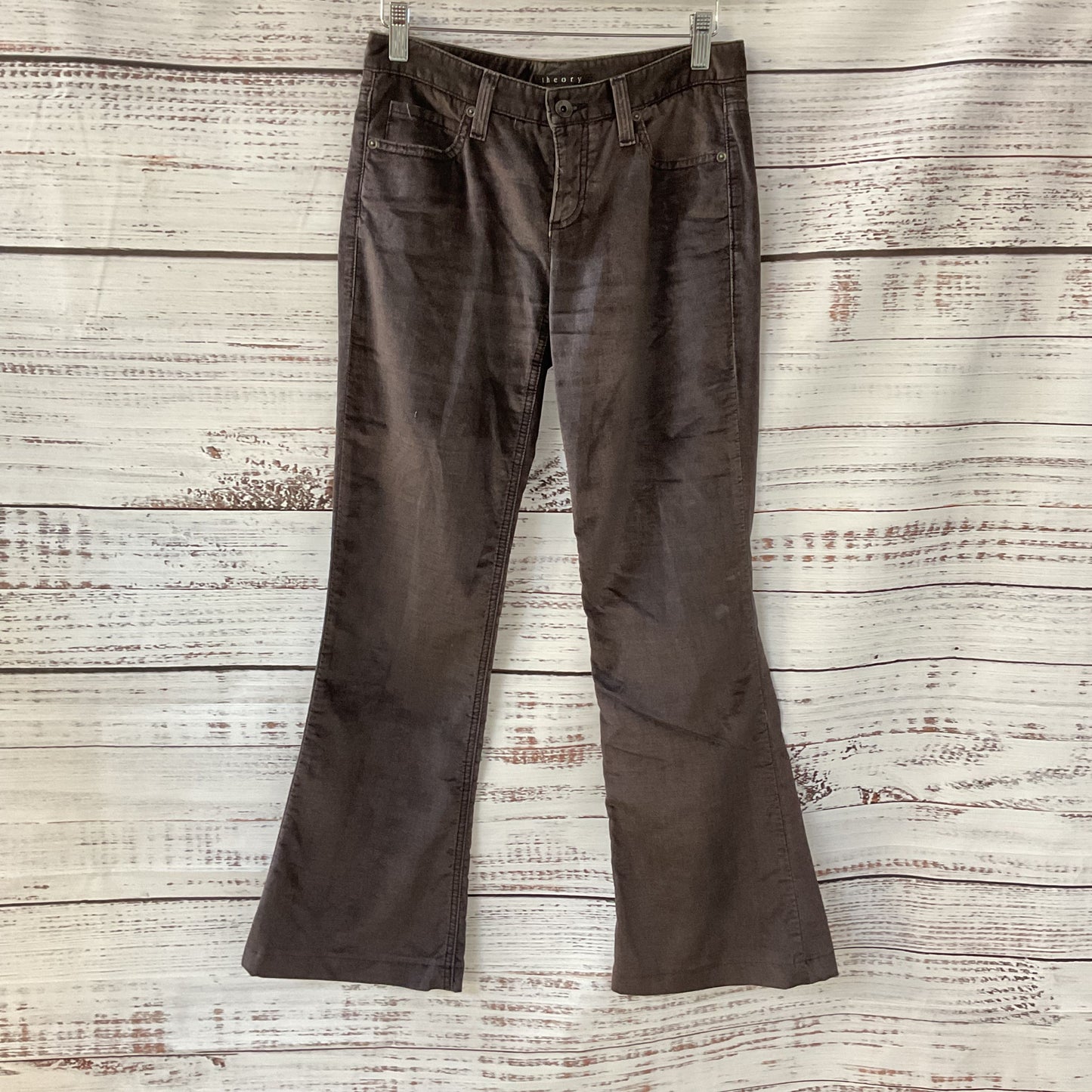 Theory Brown Velvet Flared Ankles Pants - Size 0