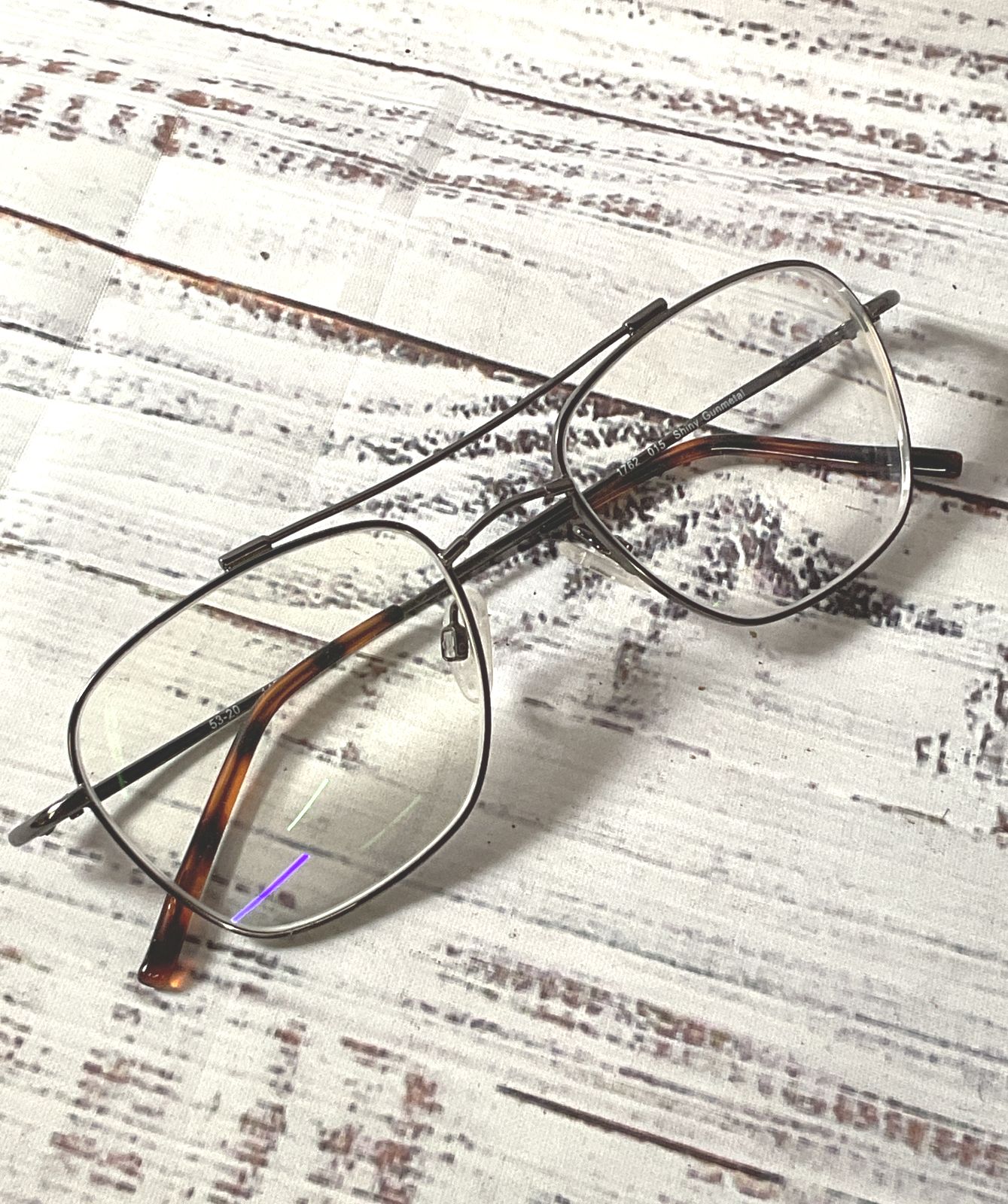 Shiny GUNMETAL 1762 015 Silver Eyeglasses Frames - Size 145