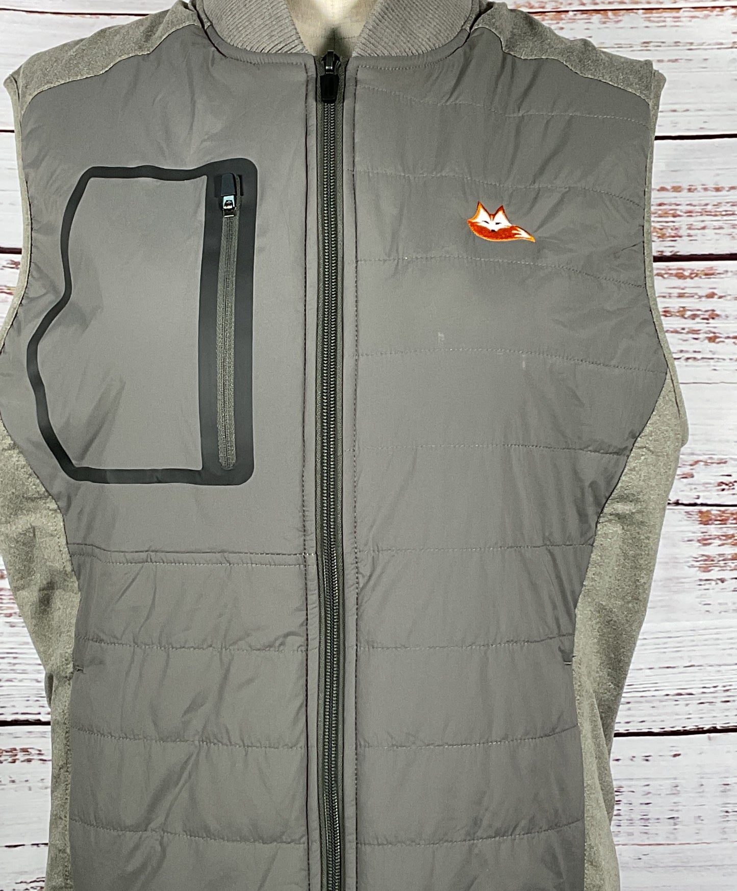 Johnnie O Puffer Duffy Fox Zip Vest Gray M