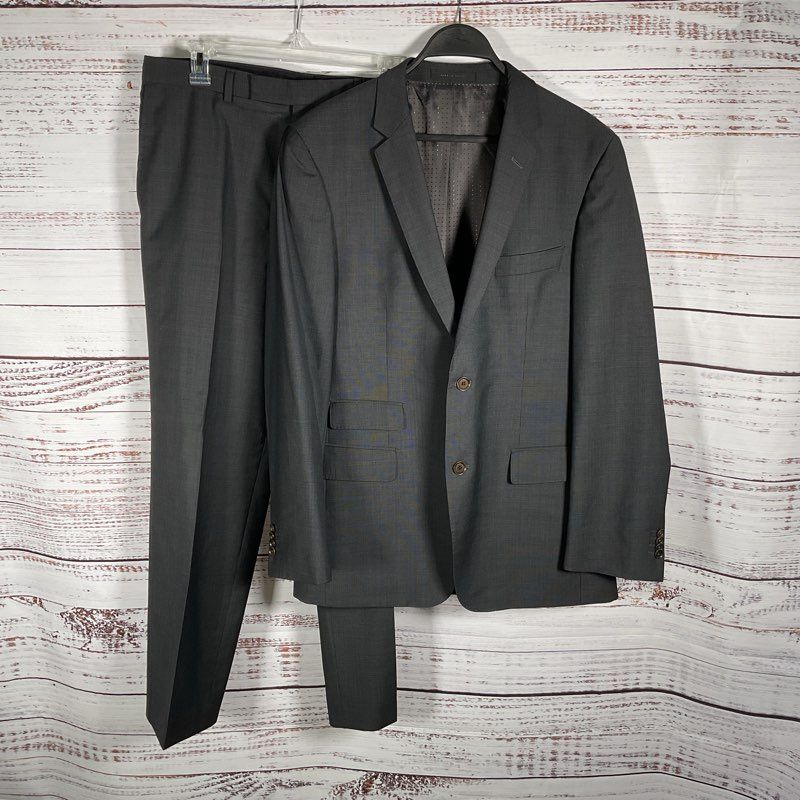 Hugo Boss Super 110 2 Piece Gray Patterned Wool Men's Suit - Size in Desc.