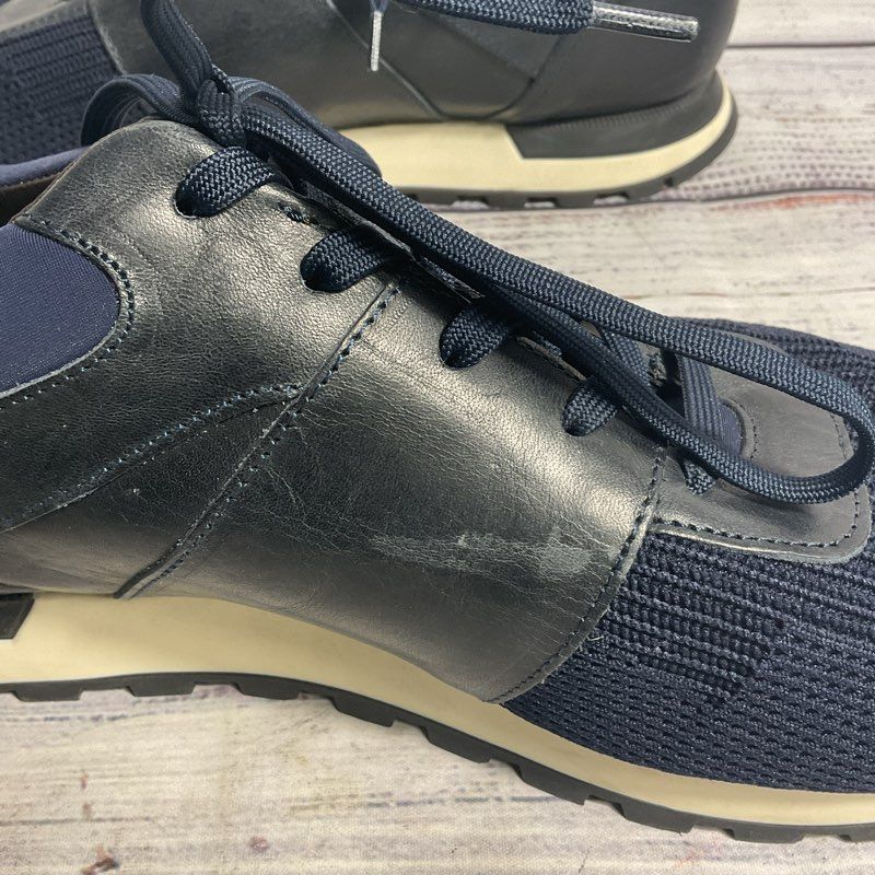Bruno Magli Lugo Navy Embroidered Lion Leather & Mesh Sneaker Casual Shoe Men 13