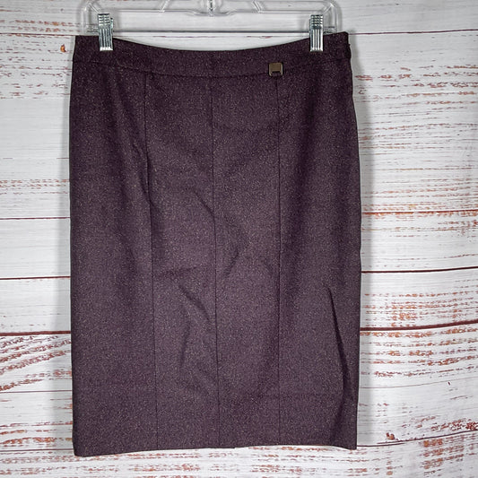 SALVATORE FERRAGAMO Women's Gold Shimmer Purple Plum Pencil Skirt- SZ 6