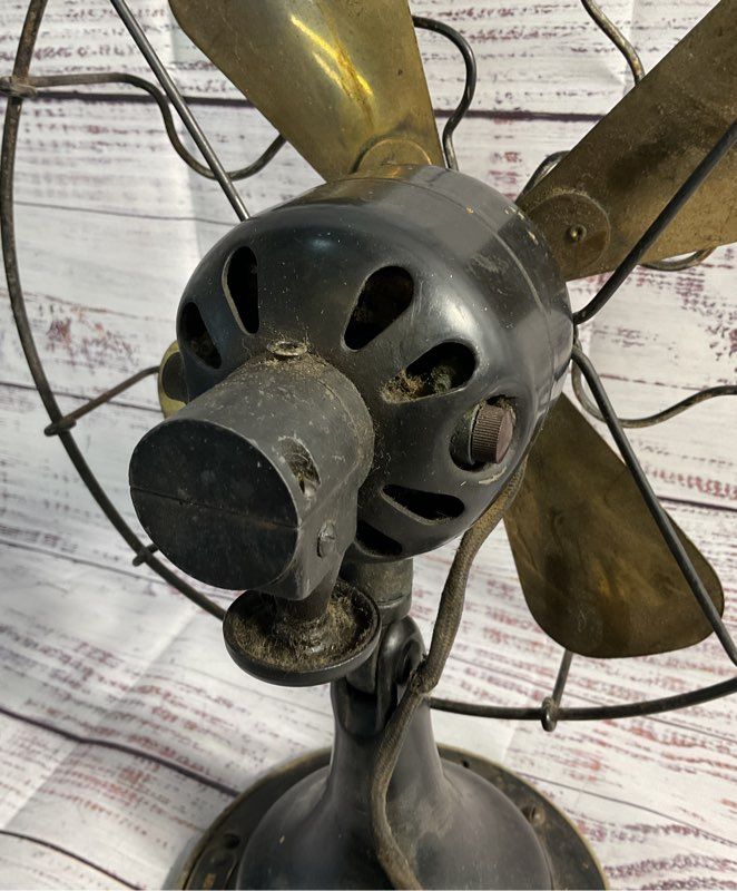 Vintage Sears Roebuck Cold Wave & Co Brass Blade Fan 14" For Parts/ AS IS