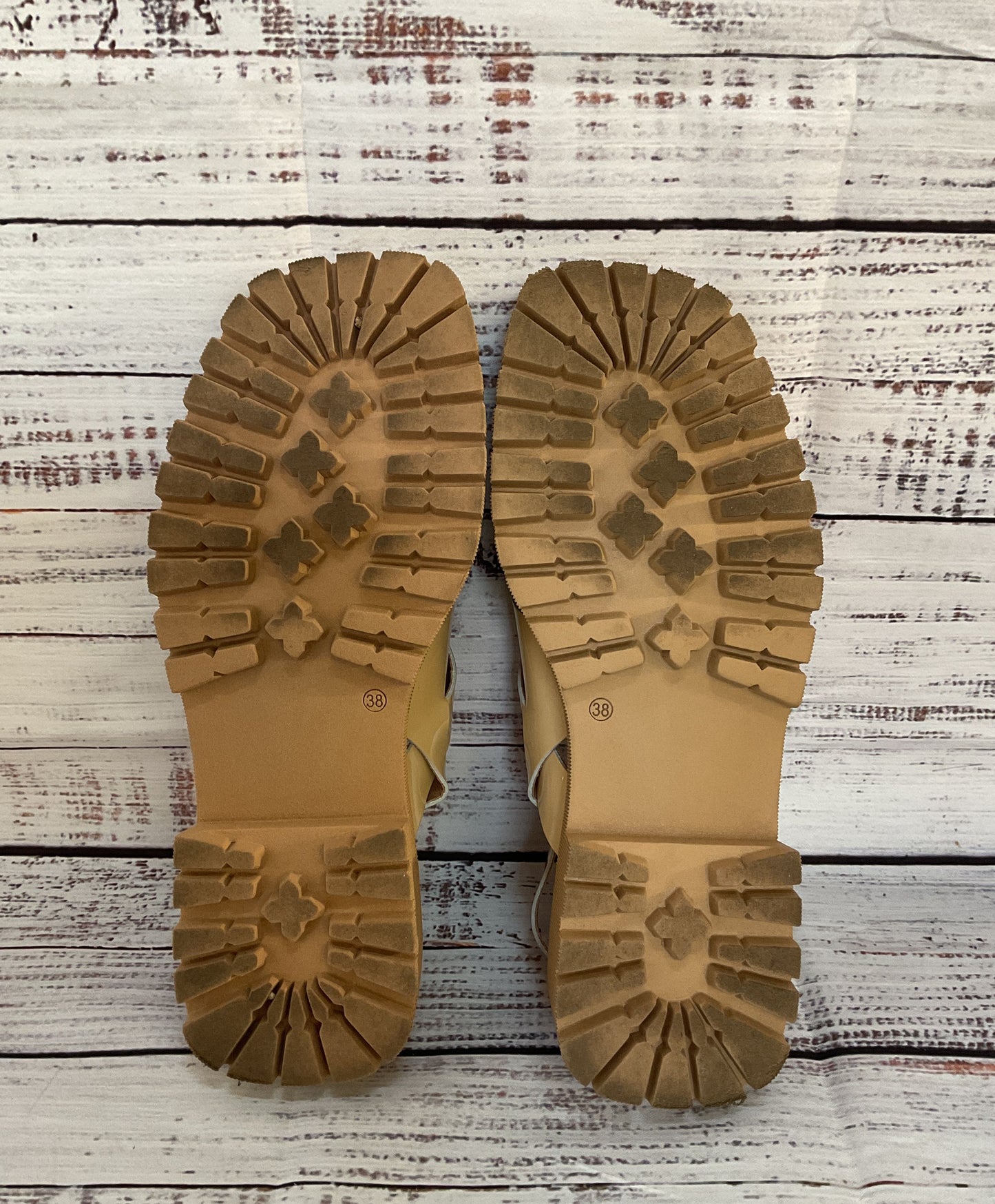 Maeve By Anthropologie Patent Leather Strappy Lug Sandals Neutral 8