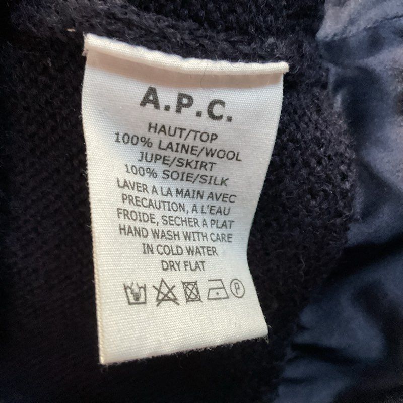 A.P.C. Women's Navy Blue Wool Knit and Silk Dress- SZ S