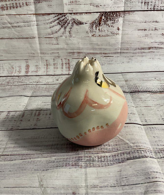 Decorative Ceramic Pomegranate Fruit Figurine Hand Painted Pink 4.5"