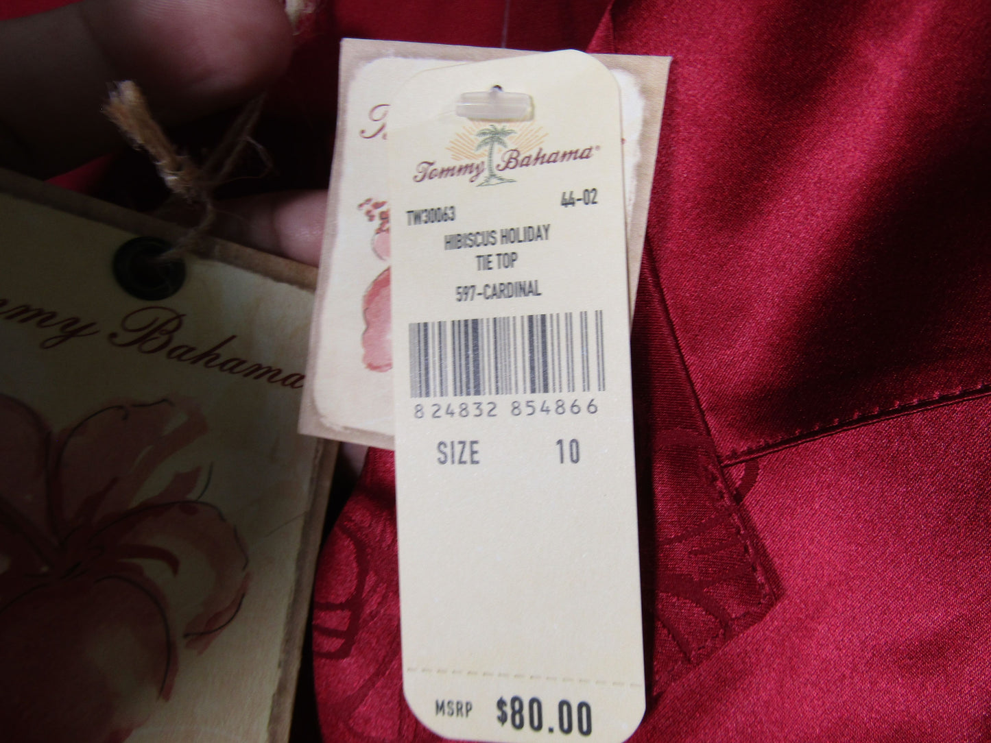 Tommy Bahama Hibiscus Holiday Women's Floral Silk Tie Top Blouse Size 10