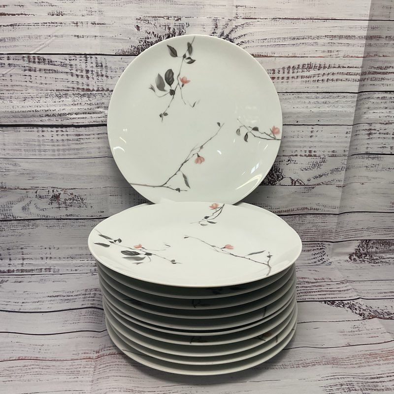 Thomas Germany Quince White Ceramic Pink Flower Design Dinner Plate 10.5" 12Pcs