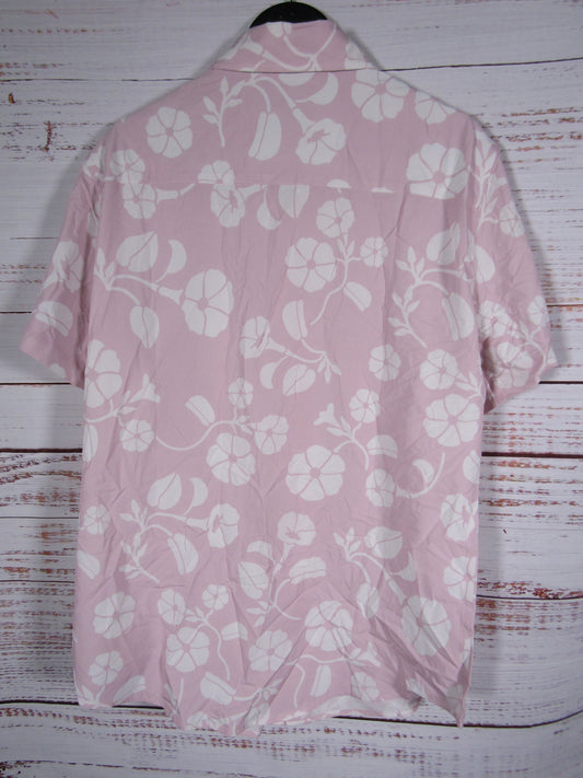 Western Aloha Pohuehue Men's Pink Floral Short Sleeve Shirt Size M