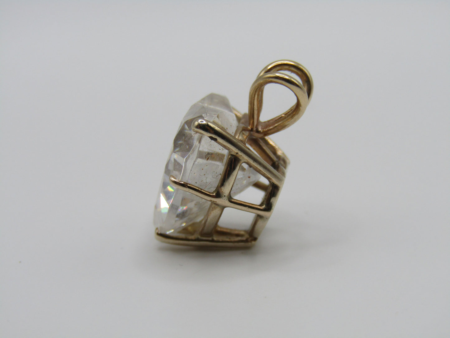 14k Yellow Gold 16mm CZ Heart Pendant