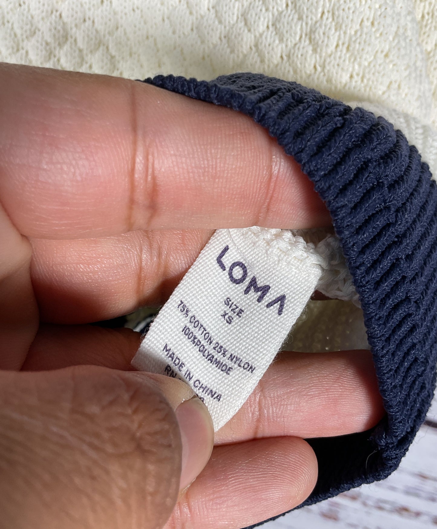 Loma Women's White Cotton Blend Knit Sweater Size XS