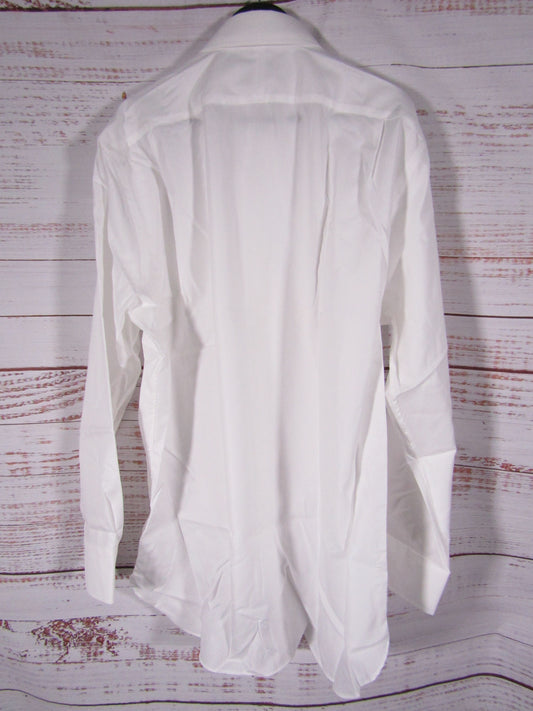 Nordstrom Men's White 100% Cotton Long Sleeve Button Down Shirt Size 17 x 36