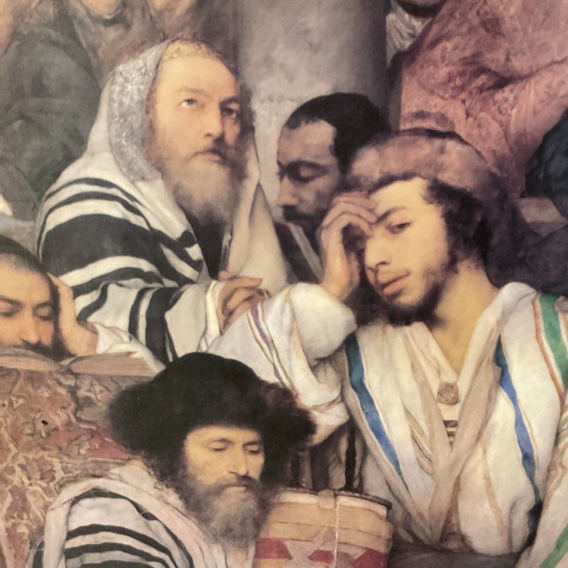 After MAURYCY GOTTLIEB "Jews Praying in Synagogue Yom Kippur" Print