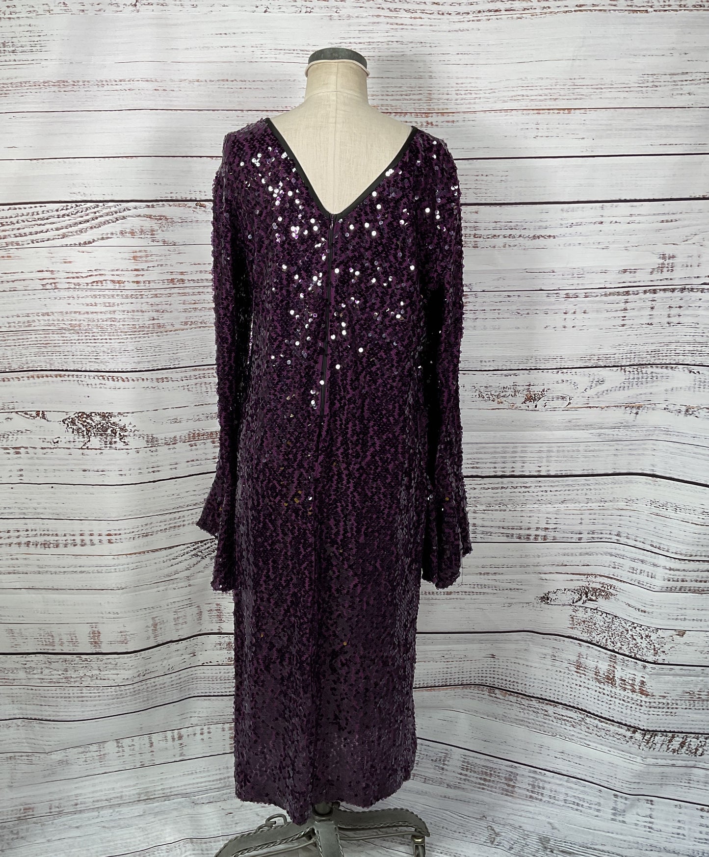 Mantu Purple Sequin Formal Dress - Size Large