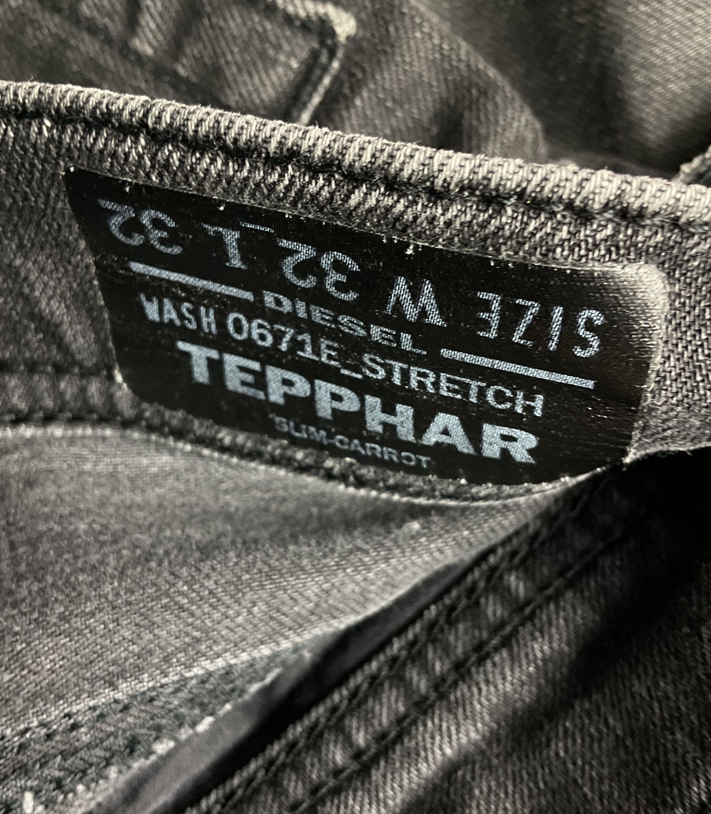 Diesel D.N.A Tepphar Slim Fit Jeans Distressed Black W 32 L 32