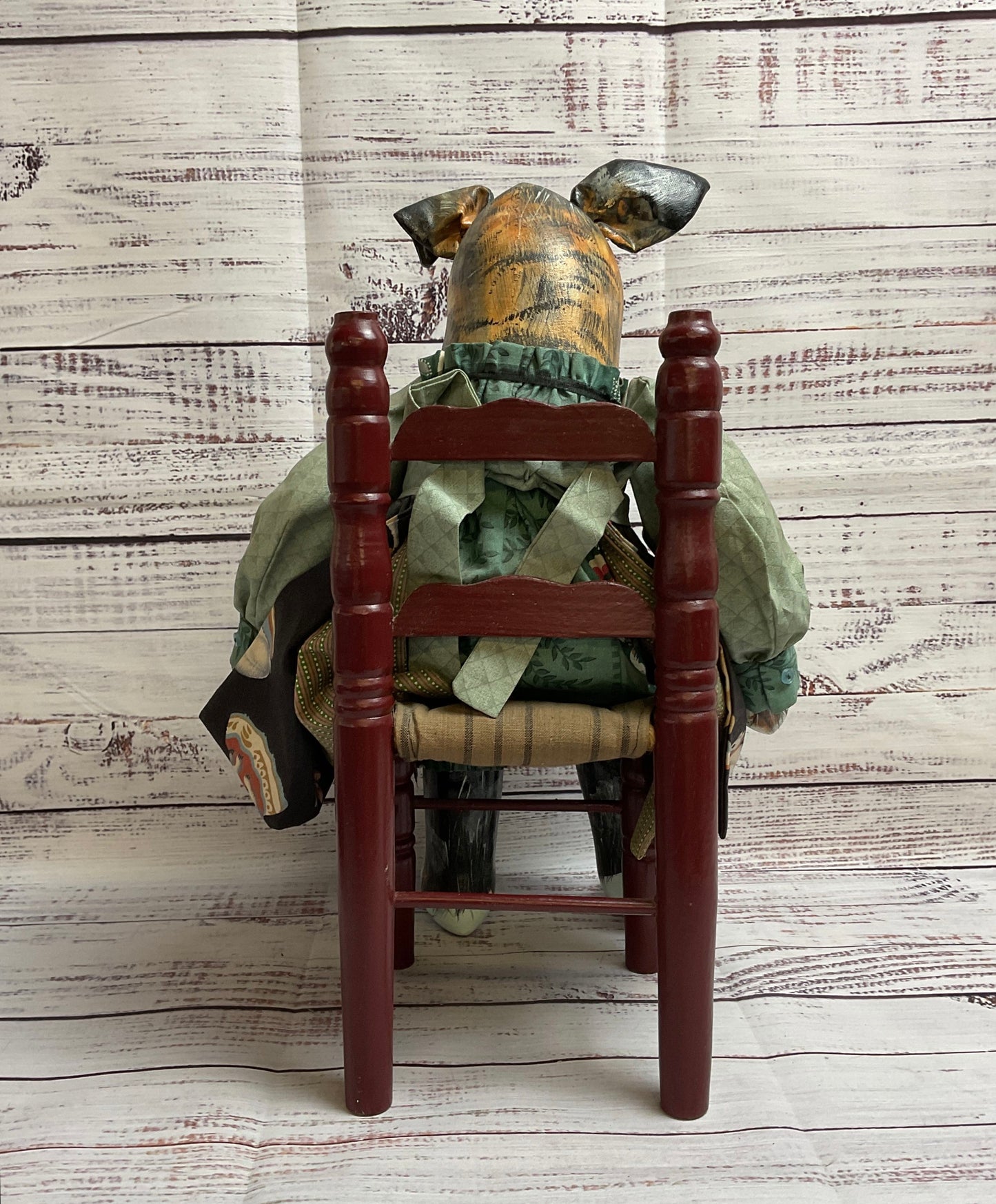 Vintage Hand Made Anthropomorphic Dog Doll W/ Chair Accessory