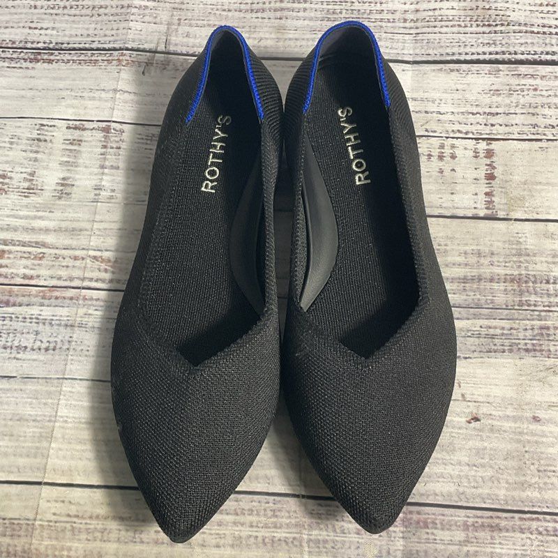 Rothy's Black Pointed Toe Slip-On Flat Slippers Women's 8