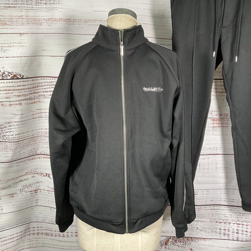 MITCHELL & NESS Jasper Knit Men's Black Jacket & Drawstring Pants- SZ L
