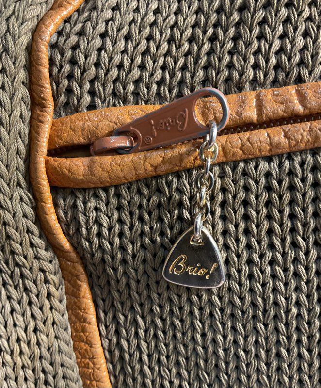 Vintage Brio Women's Tan & Olive Knitted Leather Crossbody Bag