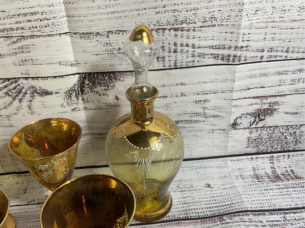 VTG. SET 6 Murano Cordial Wine Glasses & Decanter