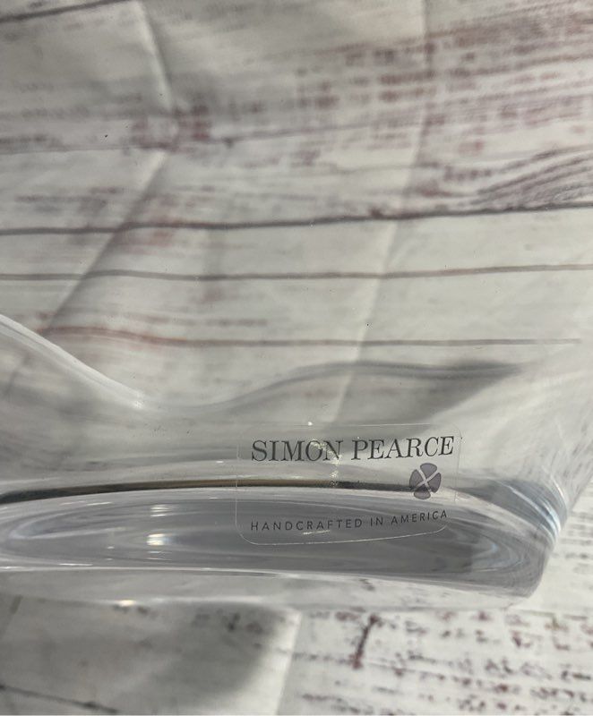 Simon Pearce Chelsea Bowl, Hand Made, 12.5" Art Clear Glass, Made In USA