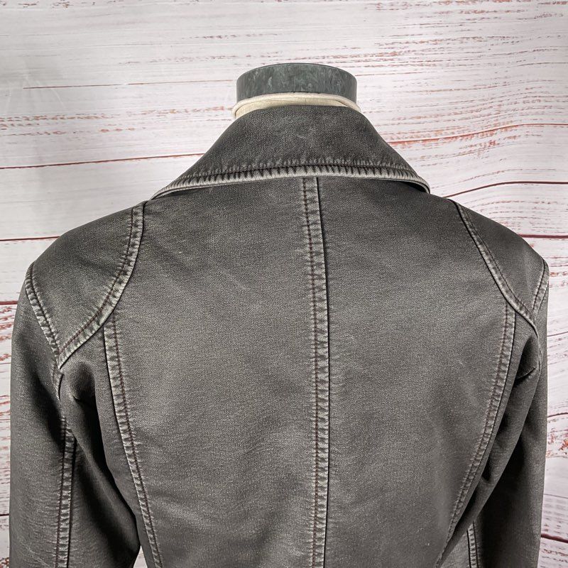 Stand Studio Iris Gray Faux Leather Cropped Motorcycle Jacket - Size 4