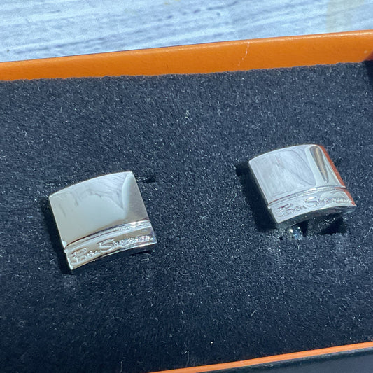 VTG. BEN SHERMAN JEWELLERY Silver Tone Square Cufflinks