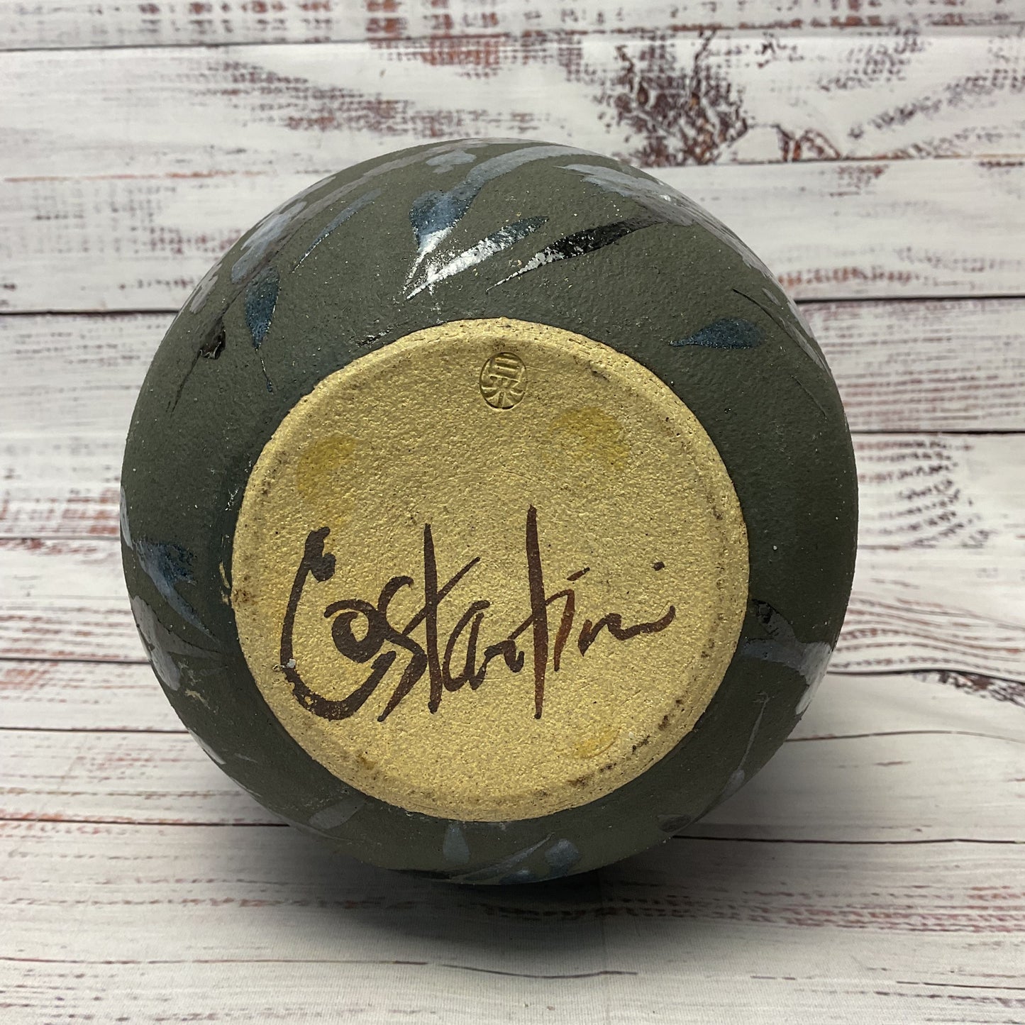 Nichibei Studio Potters Costantini Signed Striped Glaze 12" Vase