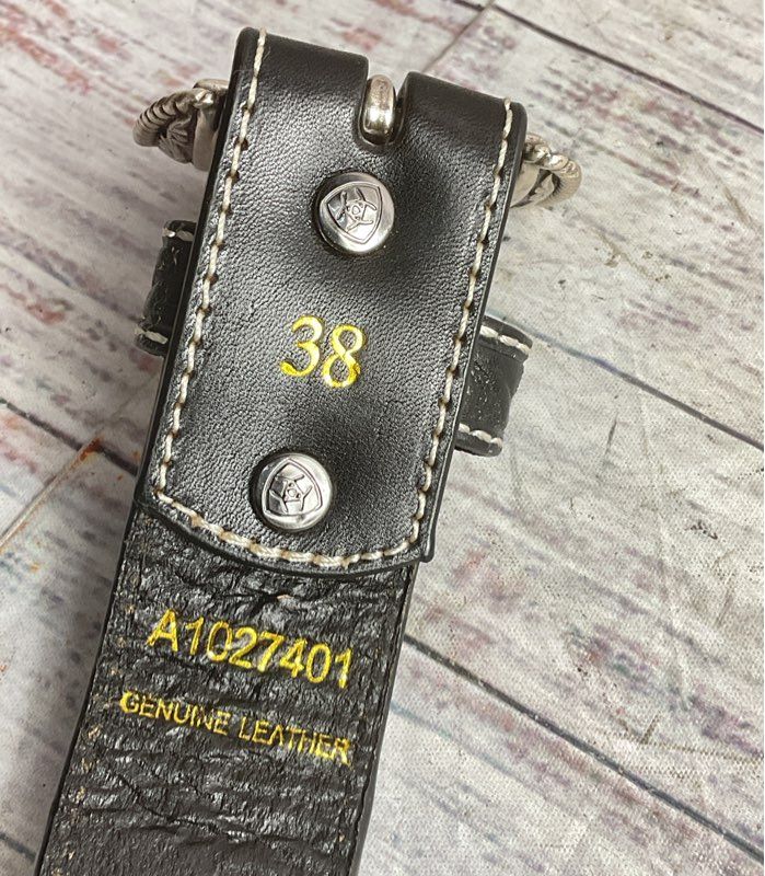 Ariat Leather Whipstitch Tooled Belt Black 38