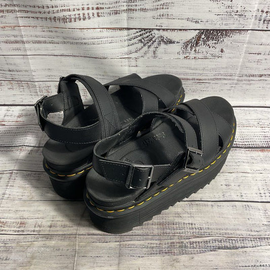 Dr. Martens Voss II Quad Black Leather Platform Gladiator Sandal Women's Size 9