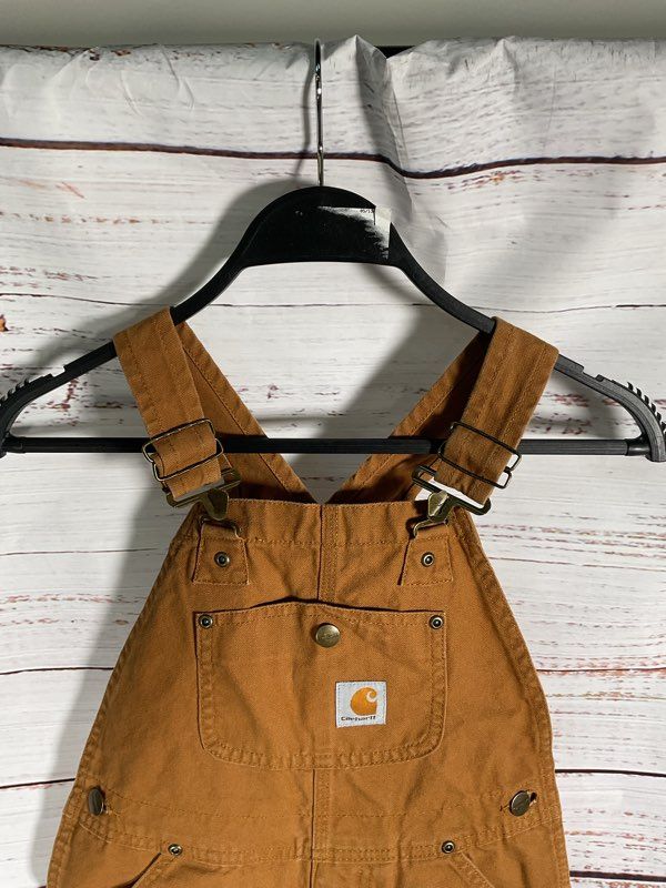 Carhartt Bib Overalls Size 7 Brown Duck Canvas Double Knee Youth