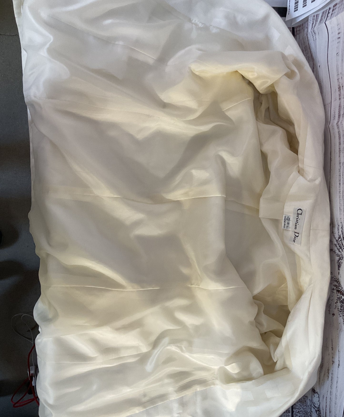 Christian Dior 2 Piece Suit Set Cream Jacket/Skirt Women's Size 8