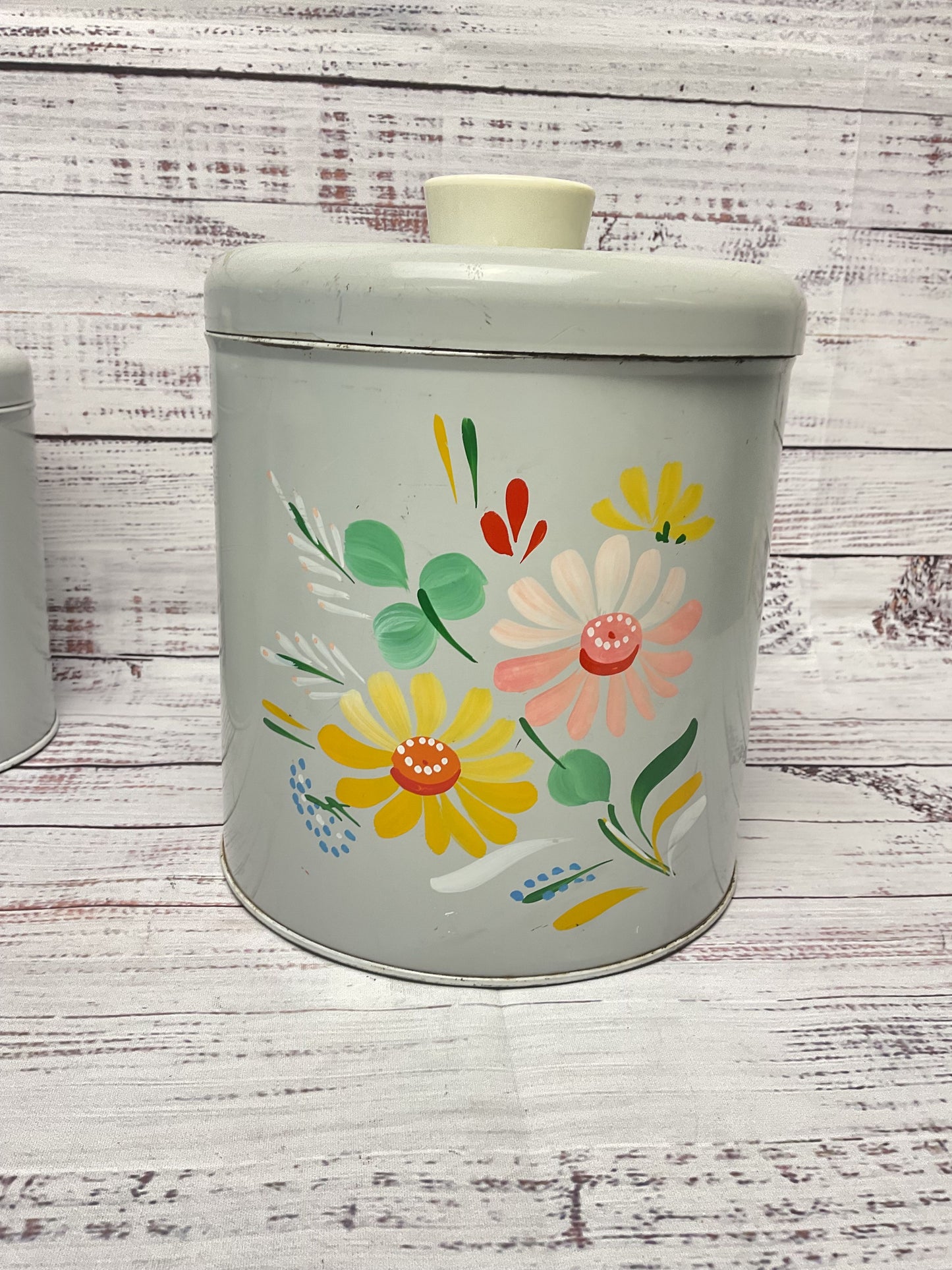 Vintage Ransburg USA Genuine Hand Painted Nesting Canister Set of 3 7",5",4"