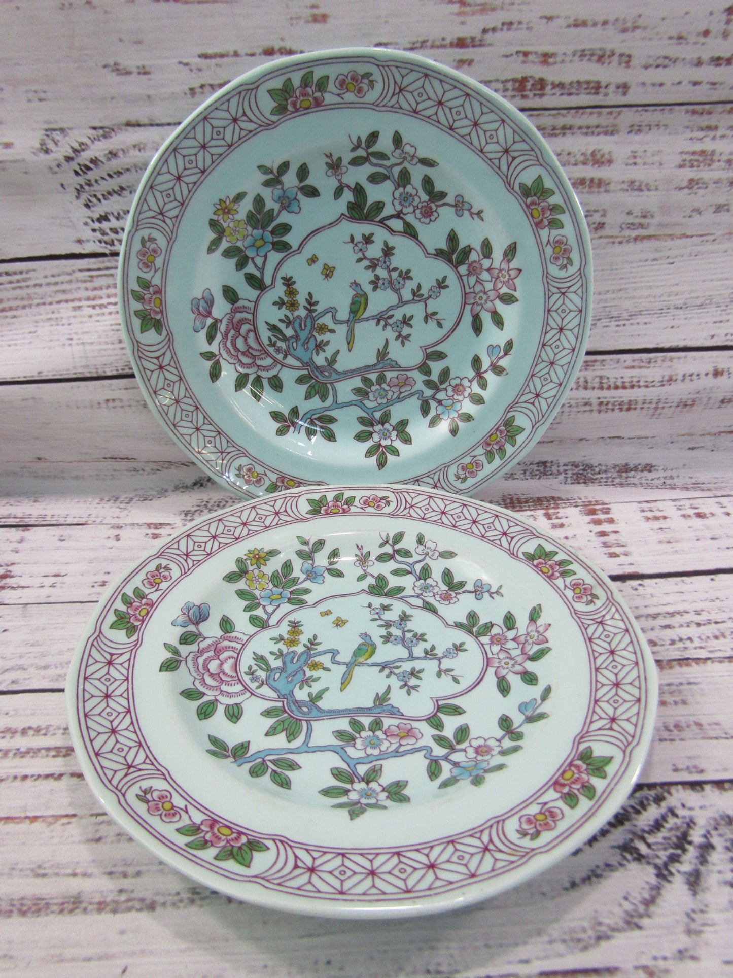 Adams Singapore Bird 6 Dessert Plates & 2 Salad Plates Made in England