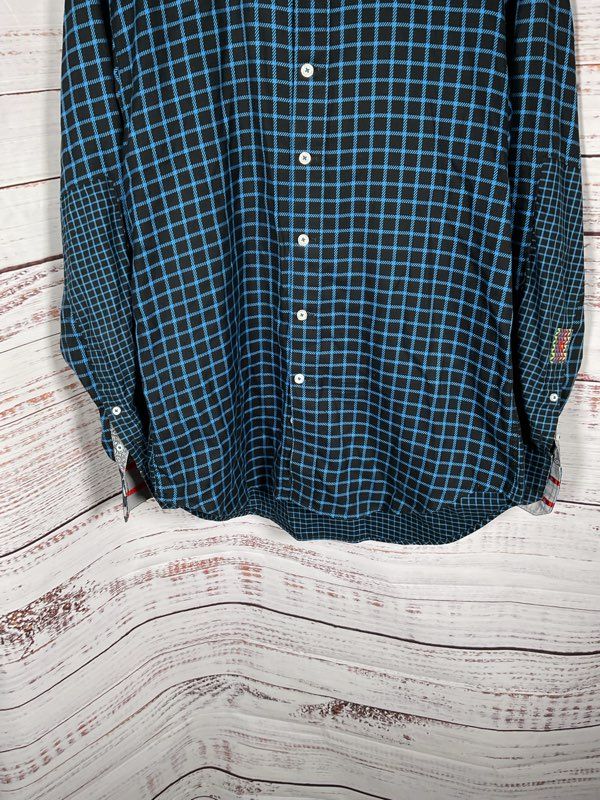 Robert Graham Men's Blue & Black Plaid Button Up Long Sleeve Shirt Size M