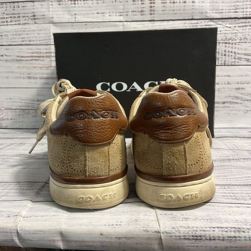 Coach Clip Perforated Khaki Sneakers Men's 8.5 in OG Box