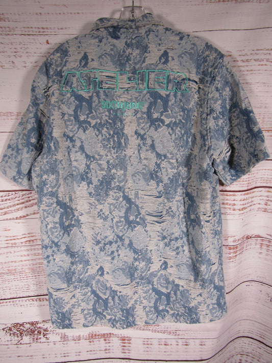 Sixth June Men's Blue Distressed Denim Short Sleeve Jacket Size XL