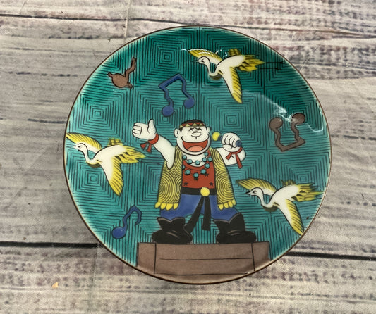 Kutani Yaki Doraemon Set of 2 Small Porcelain Plates Multicolor