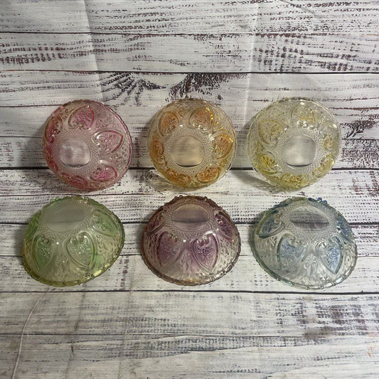 KIG Indonesia 6 Pc. Fleur De Lis Multi Rainbow Glass 5" Bowl Set