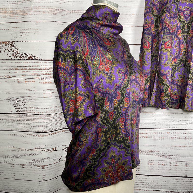 GLORIA SACHS Women's Purple Paisley Print Skirt Set- SZ 12