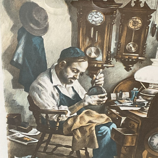 Signed & Numbered 82/200 ITZHAK HOLTZ Watchmaker Original Color Lithograph