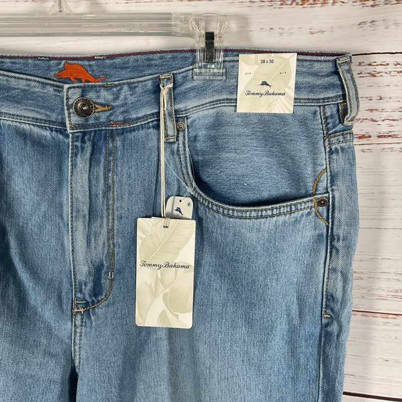 NWT Tommy Bahama Cayman Island Relaxed Fit Light Indigo Wash Pants Size 38 x 30