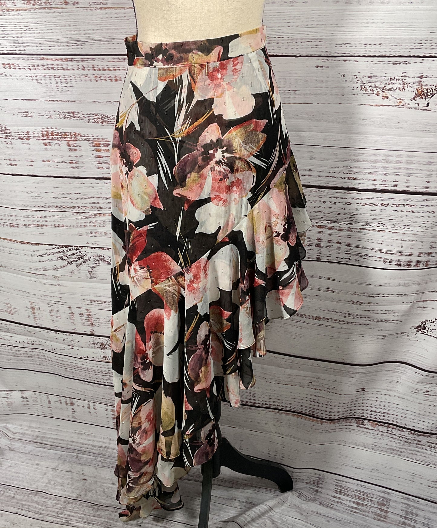 Misa Los Angeles Asymmetrical Floral Print Sky Skirt Multicolor S