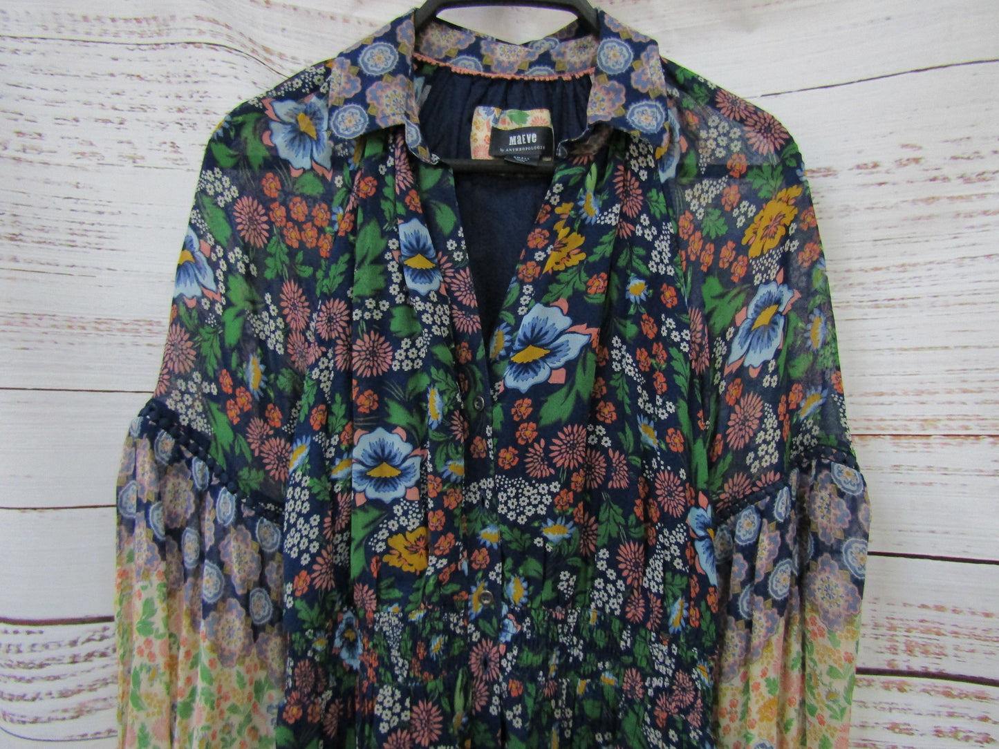 Maeve Ondine Women's Multi-Color Floral Long Sleeve Dress Size S