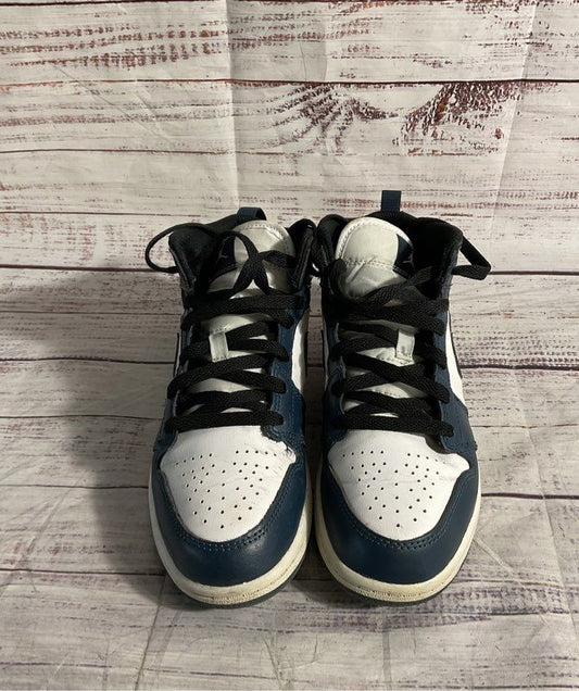 Nike Air Jordan 1 Mid French Blue White Youth 3Y Kids High Top Sneakers