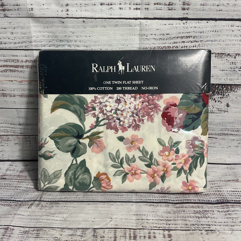 VINTAGE Ralph Lauren Allison Multi Floral 100% Cotton Twin Flat Sheet Sealed