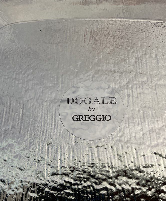 Dogale By Greggio Blue Spiral Square Bent Glass Plate 12.5"